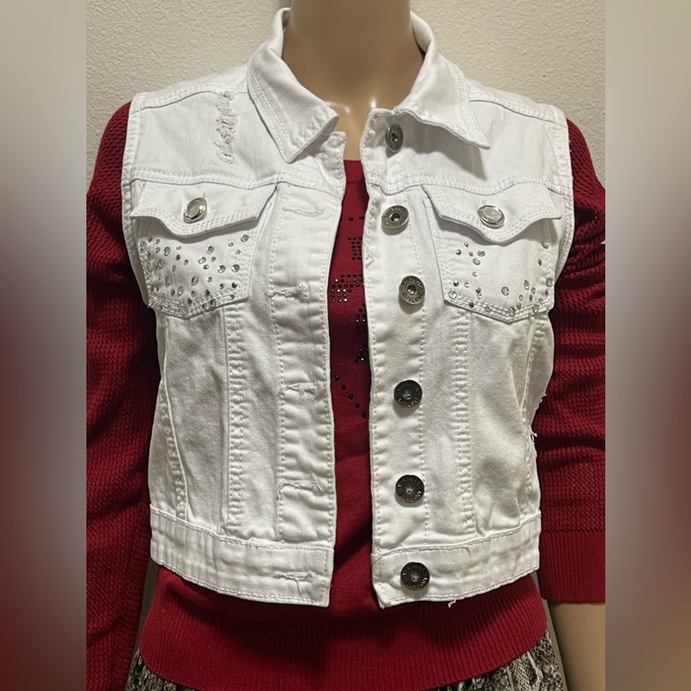 White Denim Vest
